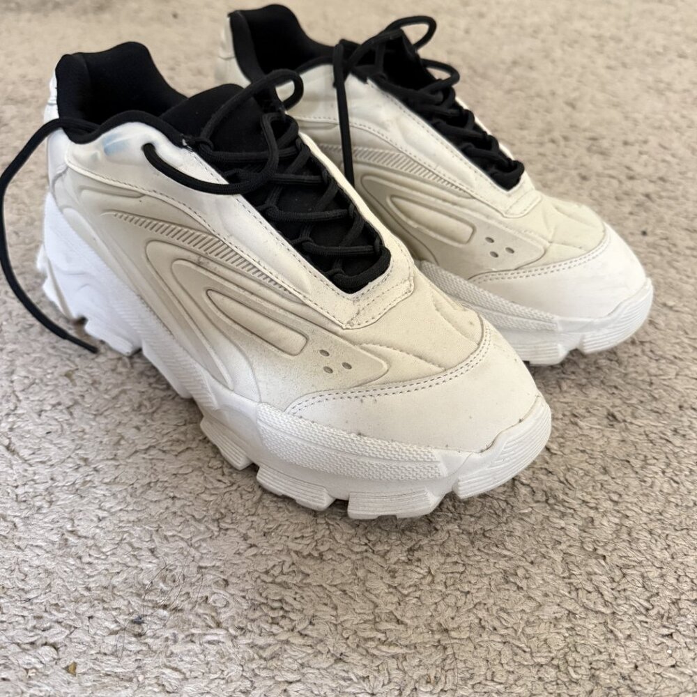Zara Chunky Trainers Bone White Sneakers Size 11 (UK 10)